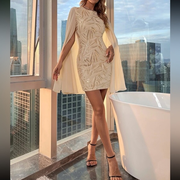 Luxe party formal evening wedding prom sequins bodycon dress - Picture 5 of 6